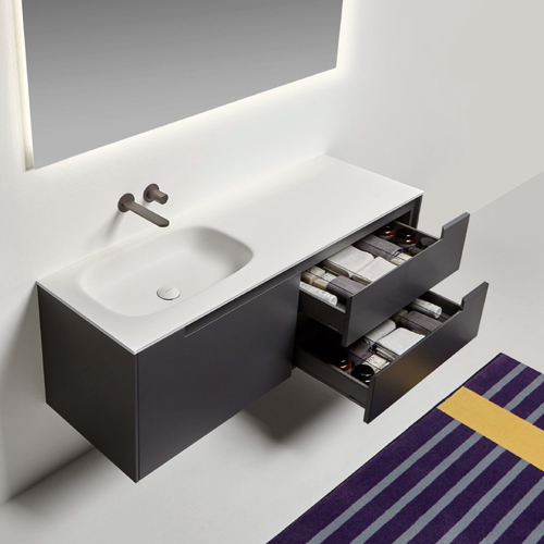 Corian Sanitary Minimalist Style Rectangle Bathroom Sinks for Showroom