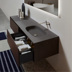 Polised Solid Surface Villa House Bathroom Faucet Sink Cabinet Sets