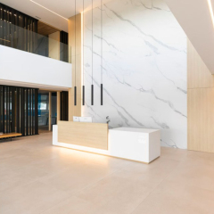 Led Wood/Corian Reception Desk Company Office Furniture Reception Tables
