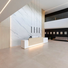 Led Wood/Corian Reception Desk Company Office Furniture Reception Tables