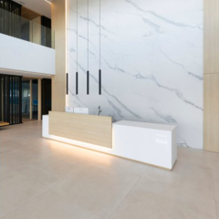 Led Wood/Corian Reception Desk Company Office Furniture Reception Tables