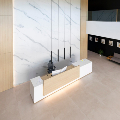Led Wood/Corian Reception Desk Company Office Furniture Reception Tables