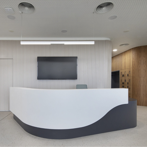 USA/UK/Canada in Stock Solid Surface Reception Table Curved Front Counters