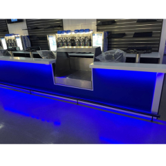 Business Bar Furniture Blue Corian Solid Surface Restaurant Led Bar Counter