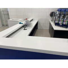 Business Bar Furniture Blue Corian Solid Surface Restaurant Led Bar Counter