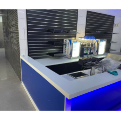 Business Bar Furniture Blue Corian Solid Surface Restaurant Led Bar Counter