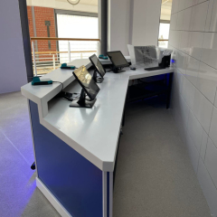 Business Bar Furniture Blue Corian Solid Surface Restaurant Led Bar Counter