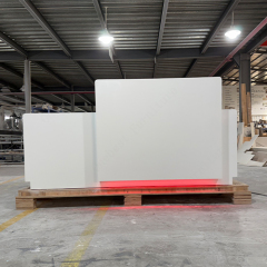 High-end Office Building Himacs Solid Surface Reception Desk Baklit Logo