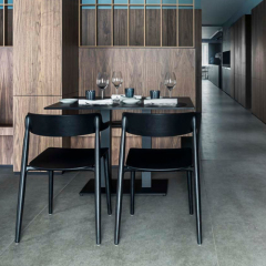 Black Corian Solid Surface Restaurant Table Set Modern Square Dining Tables