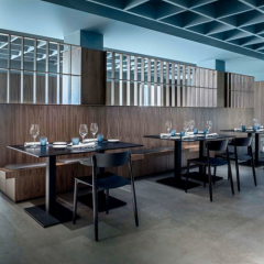 Black Corian Solid Surface Restaurant Table Set Modern Square Dining Tables