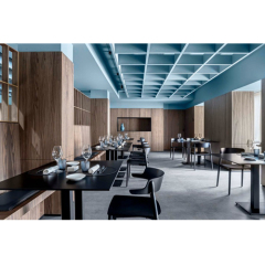 Black Corian Solid Surface Restaurant Table Set Modern Square Dining Tables