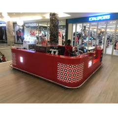 Red Corian Stone Bill Bar Counter Shopping Mall Led Kiosk Coffee Counters