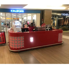 Red Corian Stone Bill Bar Counter Shopping Mall Led Kiosk Coffee Counters