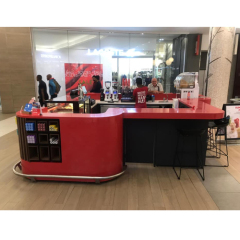 Red Corian Stone Bill Bar Counter Shopping Mall Led Kiosk Coffee Counters