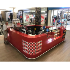 Red Corian Stone Bill Bar Counter Shopping Mall Led Kiosk Coffee Counters