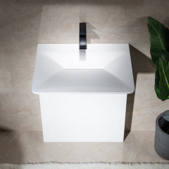 Polished White Corian Solid Surface Standing Hotel Bathroom Sink Home Vanity Tops