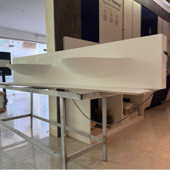 Double Bowel Vanity Countertops Led White Corian Stone Bathroom Sinks