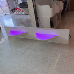 Double Bowel Vanity Countertops Led White Corian Stone Bathroom Sinks