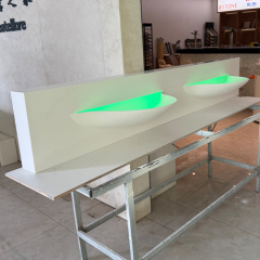 Double Bowel Vanity Countertops Led White Corian Stone Bathroom Sinks