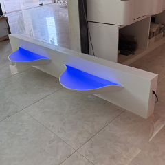 Double Bowel Vanity Countertops Led White Corian Stone Bathroom Sinks