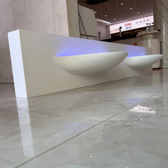 Double Bowel Vanity Countertops Led White Corian Stone Bathroom Sinks