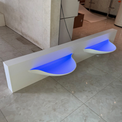 Double Bowel Vanity Countertops Led White Corian Stone Bathroom Sinks