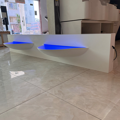 Double Bowel Vanity Countertops Led White Corian Stone Bathroom Sinks
