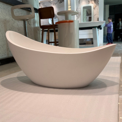 Oval Shaped Free Standing White Corian Countertops Home Bathroom Sinks