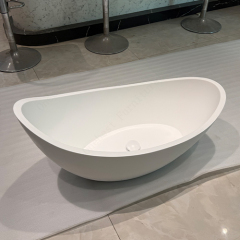 Oval Shaped Free Standing White Corian Countertops Home Bathroom Sinks
