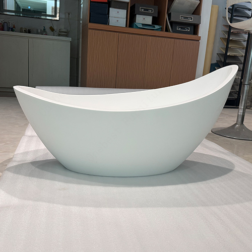 Oval Shaped Free Standing White Corian Countertops Home Bathroom Sinks