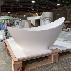 Oval Shaped Free Standing White Corian Countertops Home Bathroom Sinks