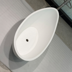 Oval Shaped Free Standing White Corian Countertops Home Bathroom Sinks