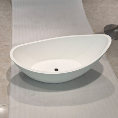 Oval Shaped Free Standing White Corian Countertops Home Bathroom Sinks