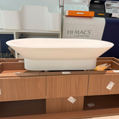 Hot Sale Artistic Design Corian Solid Surface Curved Bathroom Sink