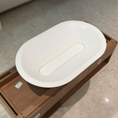 Hot Sale Artistic Design Corian Solid Surface Curved Bathroom Sink