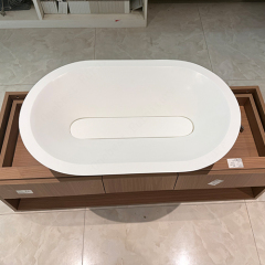Hot Sale Artistic Design Corian Solid Surface Curved Bathroom Sink