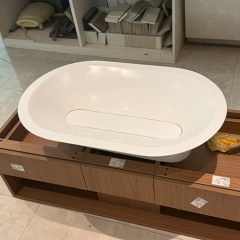 Hot Sale Artistic Design Corian Solid Surface Curved Bathroom Sink