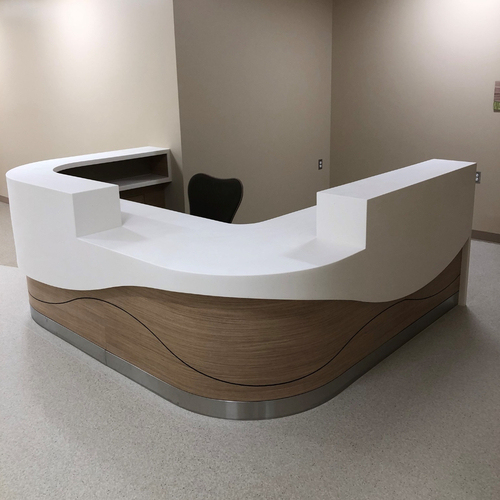U Shaped Healthcare Center Lobby Area Reception Desk Modern Corian Counters