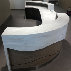 U Shaped Healthcare Center Lobby Area Reception Desk Modern Corian Counters
