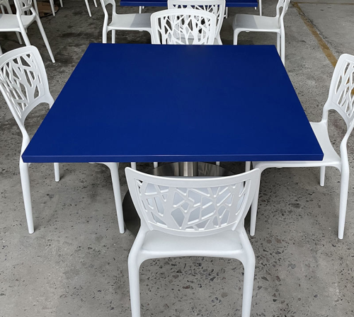 Blue Corian Stone Cafe Shop Bar Dining Table Modern Stone Restaurant Furniture