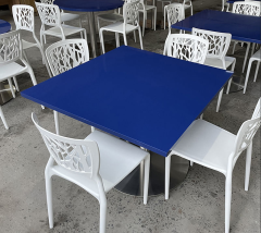 Blue Corian Stone Cafe Shop Bar Dining Table Modern Stone Restaurant Furniture