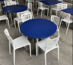 Blue Corian Stone Cafe Shop Bar Dining Table Modern Stone Restaurant Furniture
