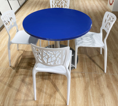Blue Corian Stone Cafe Shop Bar Dining Table Modern Stone Restaurant Furniture