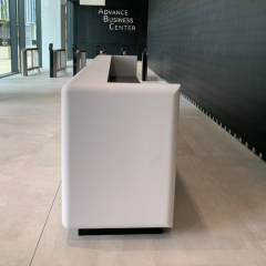 Polihsed Matte White Hanex Solid Surface Company Office Reception Desk