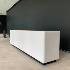 Polihsed Matte White Hanex Solid Surface Company Office Reception Desk