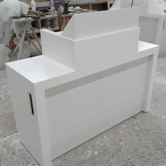 Polihsed Matte White Hanex Solid Surface Company Office Reception Desk