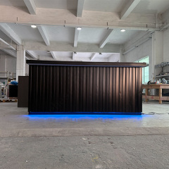 Black Solid Surface Stone Led Home Small Kitchen Bar Counter With Corrugated Metal Sheets Decoration