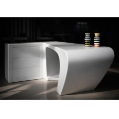 L Shaped White Solid Surface Office Desk Drawers High Grade Tables