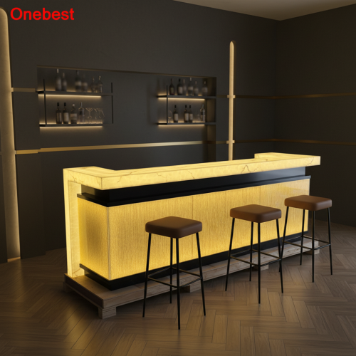 Led Solid Surface and Onyx Stone Bar Counter Factory/Bar Stools
