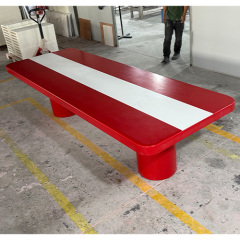 Hot Red and White Corian Solid Surface Dining Table Long Rectangle Canteen Tables